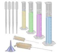ISTOVO Gobelet Doseur Ml pour Liquide, Gobelets Doseurs pour Médicaments, avec 4 Pipettes, 1 Entonnoir en Plastique et 2 Pinceaux, Paquet de 4