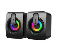 ISTOVO Haut-Parleurs D'Ordinateur USB 3,5 mm PC Sound Box HiFi Microphone Stéréo avec Lumière LED pour Ordinateur de Bureau, Ordinateur Portable, Téléphone Portable