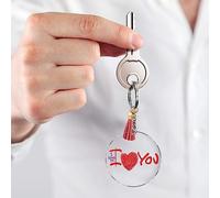 ISTOVO Kit Transparent de Porte-Clés en Cercle Acrylique 240 Pièces pour Projet de Vinyle, Y Compris Les ébauches de Disque Acrylique, Glands, Argent