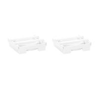 ISTOVO Lot de 2 distributeurs d'assiettes en carton de 25,4 cm, support d'assiettes verticales en bambou, pour comptoir de cuisine, blanc