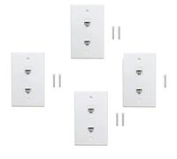 ISTOVO Lot de 4 Plaque Murale Ethernet 2 Ports, Prise Murale Cat6 à RJ45 Coupleur Prise Murale, Blanc