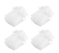 ISTOVO Lot de 400 pochettes pliables en organza avec cordon de serrage Blanc