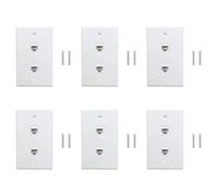 ISTOVO Lot de 6 Plaque Murale Ethernet 2 Ports, Prise Murale Cat6 à RJ45 Coupleur Prise Murale, Blanc