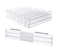 ISTOVO Lot de 8 SéParateurs de Tiroir, RéGlables de 3,2 Pouces de Haut, Extensibles de 11 à 20,6 Pouces, Organiseur de Tiroir de Cuisine, Plastique Transparent