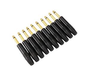ISTOVO ou Plaquage 10Pcs Plug Mono Professional 2 Pole 6.35 Mm 6.5Mm Prise Stéréo Jack 6.35Mm Jack Noir
