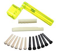 ISTOVO Selle D'éCrou de Guitare Acoustique à 6 Cordes + 2X Enrouleur de Cordes + Kit de Broches de Pont 12X