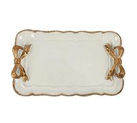 ISTOVO Style Européen Arc Plateaux de Rangement de Gâteau de Maquillage Organisateur Assiette à Dessert Carré Décor Plateau Plateaux de Rangement de Cuisine 12 x 20 cm Blanc