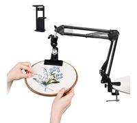 ISTOVO Support de Cerceau de Broderie Réglable pour Le Travail Manuel, Rotatif à 360°, Support de Cerceau/Tablette/Téléphone, Support de Bureau Noir