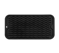 ISTOVO Tapis de Séchage de Vaisselle à Usage Multiple, Facile à Nettoyer, Respectueux de l'environnement, Tapis en Silicone Résistant à la Chaleur pour Comptoir de Cuisine Noir-Un