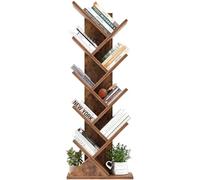 iSunirm Bibliothèque d'arbre à 9 Étages,Étagère de Rangement,Éétagères à la Mode pour Livres, CD,Magazines, pour Salon,Chambre,38×20×125CM,Marron Rustique
