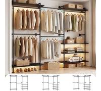 iSunirm Système de penderie ouvert - Tringle à vêtements télescopique robuste, Penderie dressing, Flexible en forme de L ou droite, Design industriel pour chambre à coucher et dressing