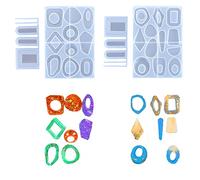 iSuperb 2 pcs Moules en Silicone Époxy Résine Bijoux avec Outils Perçage, Resin Mold DIY Boucle D'Oreille Collier Artisanat (2 Moules 2 Outils)