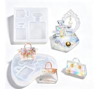 iSuperb 2pcs Résine Moules Flacon de Parfum Époxy Cristal Filles Sac Moules en Silicone Bag & Bottle Resin Molds pour Femme Sac à Main Bijoux Décoration D'intérieur (Bouteilles+sacs)