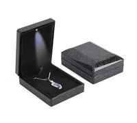 iSuperb 2PK LED Boîte à Pendentif éclairé Boîte de Collier Bracelet Support de Rangement Boîte à Anneaux avec Lumières Boîtes-cadeaux de Bijoux pour Femmes (Étoile noir)