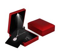 iSuperb 2PK LED Boîte à Pendentif éclairé Boîte de Collier Bracelet Support de Rangement Boîte à Anneaux avec Lumières Boîtes-cadeaux de Bijoux pour Femmes (Rouge)