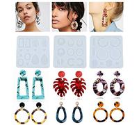 iSuperb 3 Pcs Moule Résine Epoxy à Boucles D'oreilles avec Trous - Silicone Earring Resin Molds pour DIY Pendentifs Artisanat (Transparent)