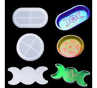 iSuperb 3 Pièces Moules de Plateau de Lune à Vaisselle en Résine Ovales et Ronds Croissant Moule à Plat en Silicone Moules en Résine Époxy