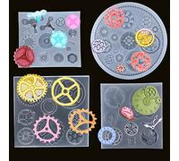 iSuperb 4 Pcs Moule Résine Epoxy Moule Engrenages Steampunk Moule en Silicone Moulle Bijoux pour DIY Artisanat Décoration (4 Moulle)