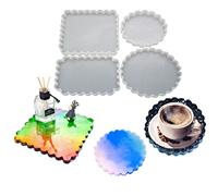 iSuperb 4 pcs Moules Dessous de Verre en Silicone Moulage de Résine Moules Époxy Resin Mold pour DIY Coaster Decoration (4 Coaster molds)
