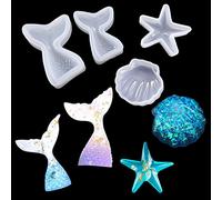 iSuperb 4 pcs Moulle Résine Epoxy Queue de Sirène Coquille Moulle Silicone Fondant Moulle Bijoux Epoxy Resin Molds pour Artisanat DIY