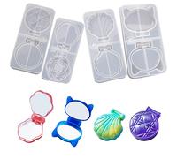 iSuperb 4 Pcs Silicone Résine Moule Miroir de Poche Epoxy Casting Mold pour Fait Maison Compact Miroir de Maquillage de Voyage (4 pièces Résine Moules)
