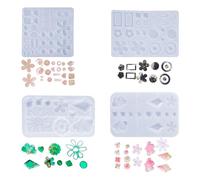 iSuperb 4 pièces Moules Résine Boucle d'oreille Moulle Silicone Avec des Trous Moulle Bijoux Resin Mold pour DIY Boucle d'oreille Pendentif Artisanat