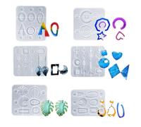 iSuperb 6 pcs Moulle en Silicone de Résine Moule à Boucles D'oreilles Bijoux Earring Molds pour Boucles D'oreilles Pendentifs Artisanat DIY (6 Moulle)