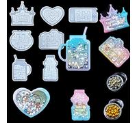 iSuperb 7 pcs Moule Résine époxy Shaker Porte-clés avec 60 Perles Moule Labyrinthe Silicone Quicksand Resin Molds pour Artisanat DIY (7 Moulle + 60 Perles)