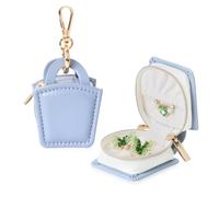 iSuperb Boîte à bijoux avec porte-clés, porte-clés portable, mini étui à bijoux de voyage, petite boîte de rangement de bijoux pour boucles d'oreilles, bagues, colliers, homme et femme (bleu)