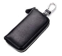 iSuperb® Étui à clés en Cuir Porte-Cartes Porte-Monnaie Porte-Monnaie Sac à Poche Sécurité avec Crochet Clip 11x6x2.5cm (Noir)