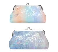 iSuperb Lot de 2 porte-monnaie à boucle en cuir PU avec fermoir papillon pour femme, 2 pièces, Vintage