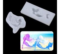 iSuperb Moule en Silicone de Résine Sirène, Moule de Moulage en Résine Époxy pour Pendentifs Fabrication de Bijoux DIY Artisanat