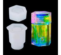 iSuperb Moules en Résine Époxy de Bocaux avec Couvercle, Moule Silicone Bouteilles Moules pour Le Stockage d'accessoires de Bijoux (Moules Hexagonaux)