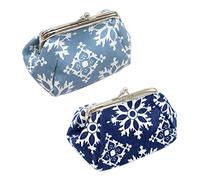 iSuperb Porte Monnaie Rétro à Fermoir 2 Pièces Petit Fleur Portefeuille Femme Sac de Monnaie Hasp Vintage Floral Mini Pochette Coin Purse Pouch Bags pour Les Clés, Les Cartes (Bleu + Bleu foncé)