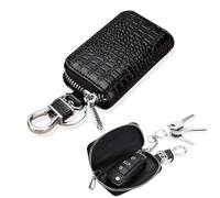 iSuperb Portefeuille Homme Étui Porte-clés Voiture, Pochette Voiture Protection Clef, Housse de Protection pour Porte-clés À Distance Pochette en Cuir Véritable pour Hommes Femmes (Noir)