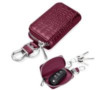 iSuperb Portefeuille Homme Étui Porte-clés Voiture, Pochette Voiture Protection Clef, Housse de Protection pour Porte-clés À Distance Pochette en Cuir Véritable pour Hommes Femmes (Bourgogne)
