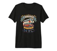 ISurvived My Trip to NYC Souvenir de Voyage rétro Bus Vintage T-Shirt Haut de Gamme