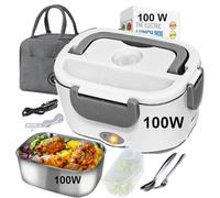 ISY-SHOP Gamelle chauffante, lunch box chauffante électrique chauffe plat, boite repas 12v24v220v 100 W etanche réchauffe plat bureau, voiture, camion allume cigare, chantier,sac isotherme