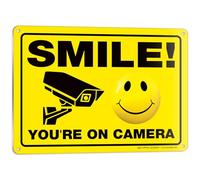 iSYFIX Smile You're on Camera Signs for Business - 1 lot de 25,4 x 17,8 cm - 100 % antirouille en aluminium .040, laminé pour les UV, les intempéries, la décoloration, panneau de caméra de sécurité
