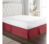 ISZI Cache Sommier Jupe de Lit 120/140/180CM- Volants de 35 Cm Tombant sur Le Sommier Plissé en Coton Décorer Protège Sommier Textile,Rouge,140 * 200+35cm