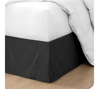 ISZI Cache-Sommier Plissé 100% Microfibre en Coton avec Jupe de Lit de Volants De 35 Cm Cache-Sommier Facile À Installer Ultra Doux Élastique 90/120/140/150/180CM Cache Sommier,Noir,150 * 200+35cm