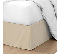ISZI Cache-Sommier Plissé 100% Microfibre en Coton avec Jupe de Lit de Volants De 35 Cm Cache-Sommier Facile À Installer Ultra Doux Élastique 90/120/140/150/180CM Cache Sommier,Beige,180 * 200+35cm
