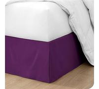 ISZI Cache-Sommier Plissé 100% Microfibre en Coton avec Jupe de Lit de Volants De 35 Cm Cache-Sommier Facile À Installer Ultra Doux Élastique 90/120/140/150/180CM Cache Sommier,Violet,140 * 200+35cm