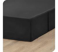 ISZI Cache-Sommier Plissé en Coton Protège Sommier Textile Qualité Supérieure Premium avec Jupe de Lit de 35 Cm Cache-Sommier Plissé en Coton,Noir,140 * 200+35cm