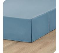 ISZI Cache-Sommier Plissé en Coton Protège Sommier Textile Qualité Supérieure Premium avec Jupe de Lit de 35 Cm Cache-Sommier Plissé en Coton,Bleu,90 * 190+35cm