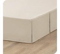 ISZI Cache-Sommier Plissé en Coton Protège Sommier Textile Qualité Supérieure Premium avec Jupe de Lit de 35 Cm Cache-Sommier Plissé en Coton,Beige,90 * 190+35cm