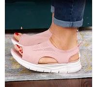 ISZI Sandales Femme Chaussons D'été Femme Sandales de Sport en Maille Douce Confortable Femme Chaussures Été Plateforme Bout Ouvert Chaussures Vintage Pantoufles,Rose,US6/EU37