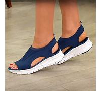 ISZI Sandales Femme Chaussons D'été Femme Sandales de Sport en Maille Douce Confortable Femme Chaussures Été Plateforme Bout Ouvert Chaussures Vintage Pantoufles,Bleu,US6/EU37