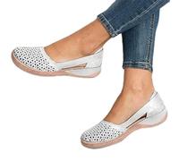 ISZI Sandales Orthopédiques Femmes Confortable Compensées Sandale À Bout Fermé Été avec Support de Orthopédique Creuses Plateforme Chaussures de Plage,Blanc,EU41/US9