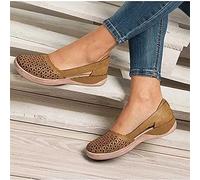 ISZI Sandales Orthopédiques Femmes Confortable Compensées Sandale À Bout Fermé Été avec Support de Orthopédique Creuses Plateforme Chaussures de Plage,Marron,EU39/US7.5